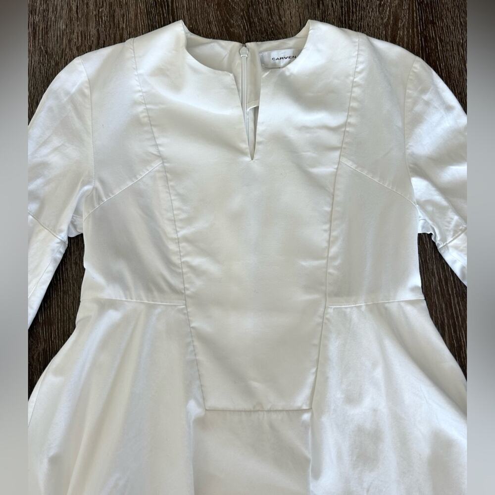 CARVEN White Origami Bell Sleeve Cotton Women’s Dress French 34 US 2 - Picture 7 of 7